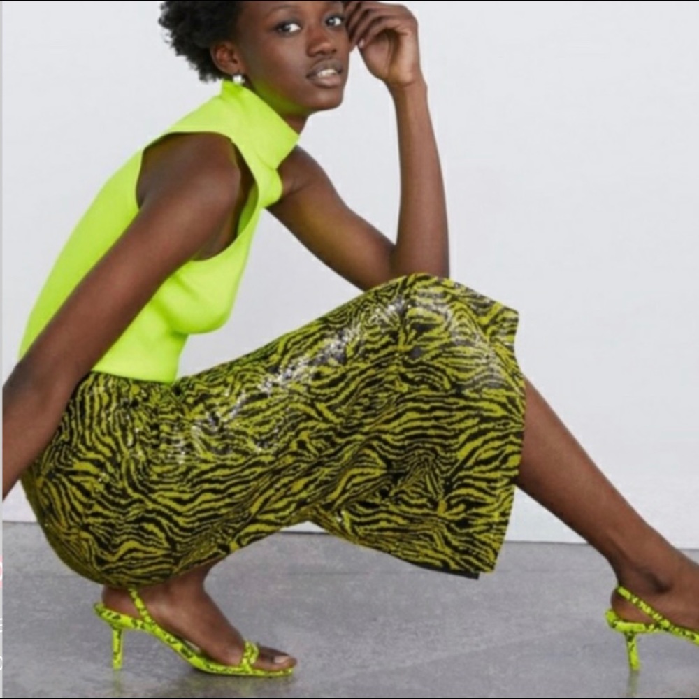 Zara neon lime green sandals